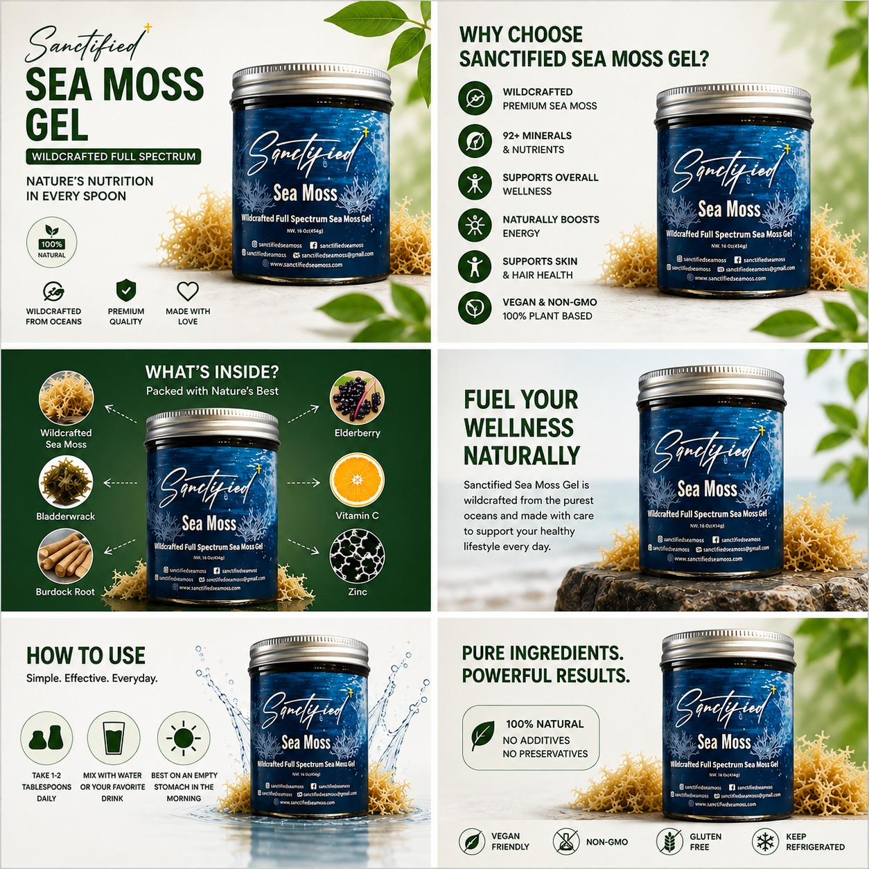 Organic Wildcrafted Sea Moss Gel | Sanctified 16 oz