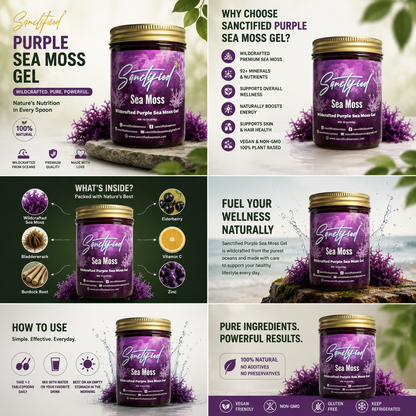 Wildcrafted Full Spectrum Purple Sea Moss Gel | 16 oz | Sanctified