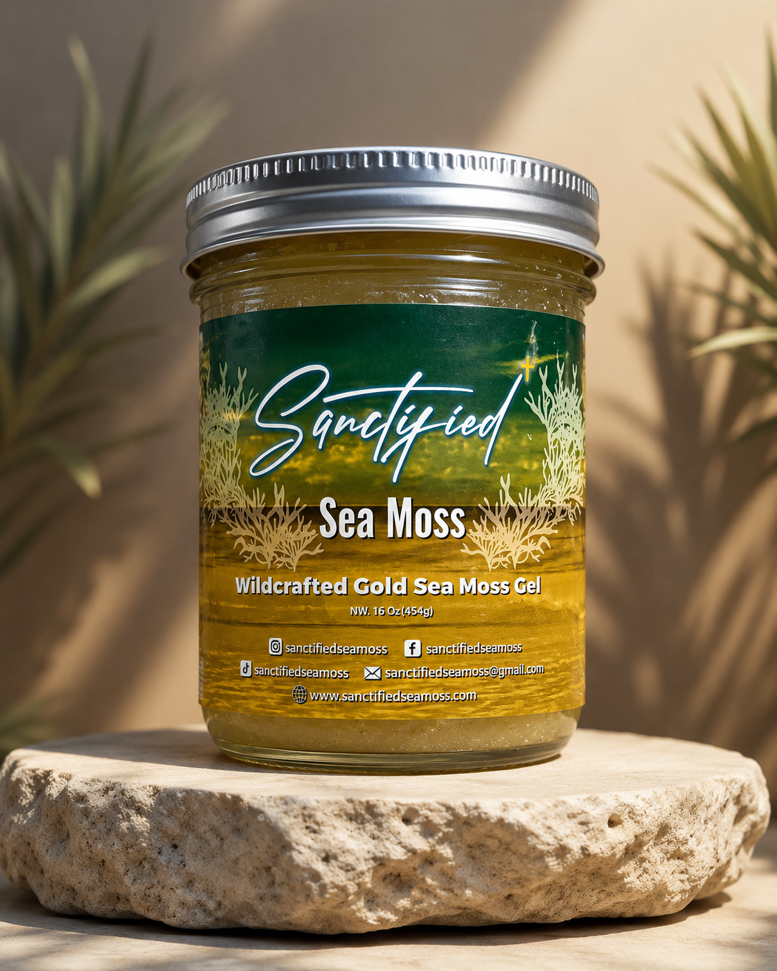 Natural Wildcrafted Gold Sea Moss Gel | Premium 16 oz Jar