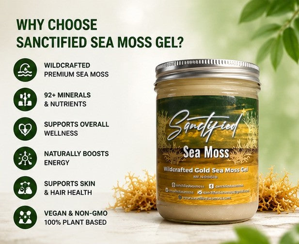 Natural Wildcrafted Gold Sea Moss Gel | Premium 16 oz Jar