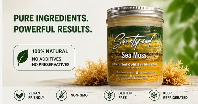 Natural Wildcrafted Gold Sea Moss Gel | Premium 16 oz Jar